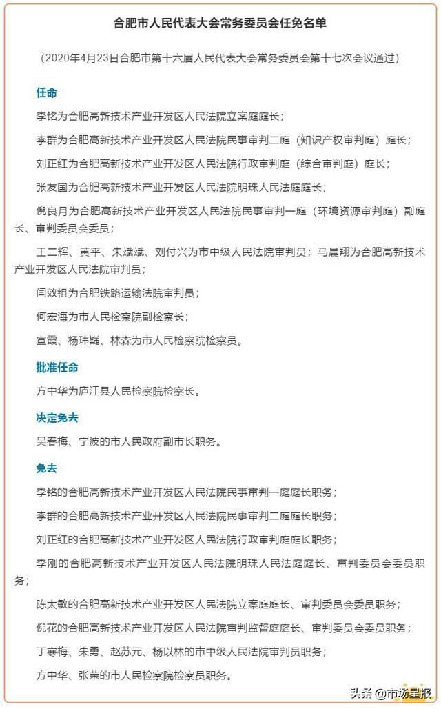 2024年合肥最新人事任免概览